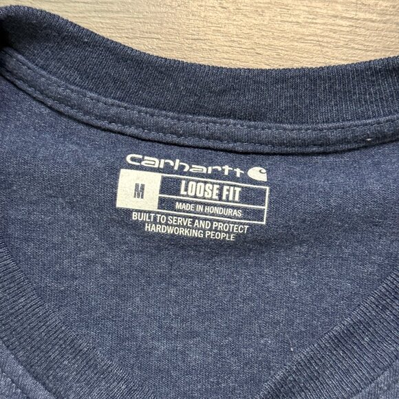 Carhartt Men's Heavyweight Short-Sleeve Pocket Henley T-Shirt - Blue - Picture 4 of 6